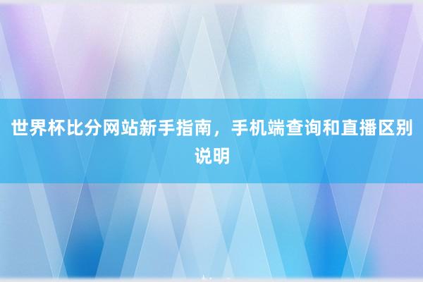 世界杯比分网站新手指南，手机端查询和直播区别说明