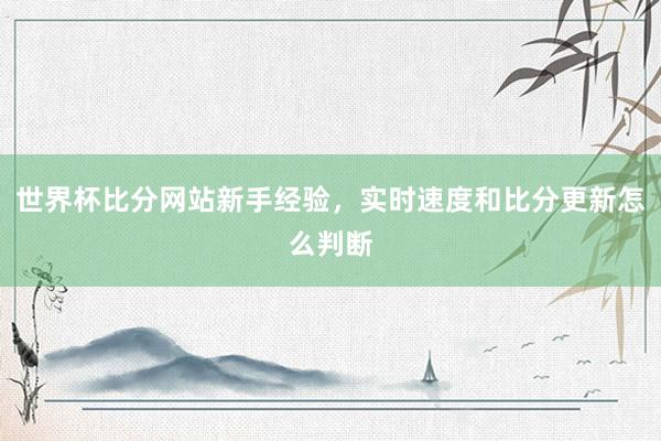世界杯比分网站新手经验，实时速度和比分更新怎么判断